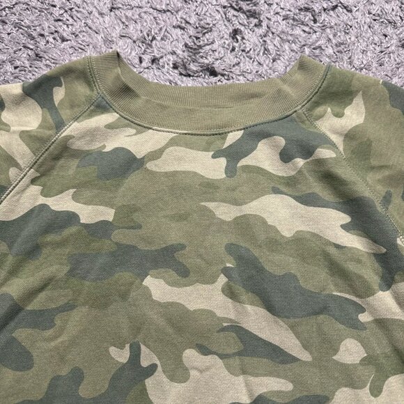 Old Navy Sweatshirt Womens Large Green Camo Pullover Crewneck Long Sleeve - Picture 3 of 9